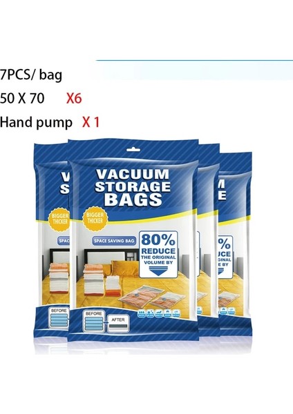 7 Adet Çanta ile Uygun Vakum Poşeti Depolama Ev Düzenleyici Şeffaf Elbise Organizatör Mühür Sıkıştırılmış Seyahat Yerden Tasarruf Sağlayan Çanta Paketi (Yurt Dışından)