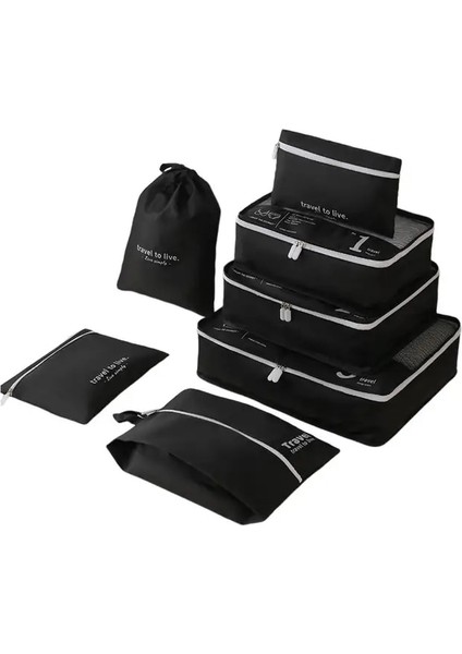 Siyah Bagaj Saklama Çantası Seti Seyahat Ambalaj Çanta Seti Bagaj Organizasyonu Için Yerden Tasarruf Sağlayan Seyahat Essentials Organizatör Gezileri Için (Yurt Dışından)