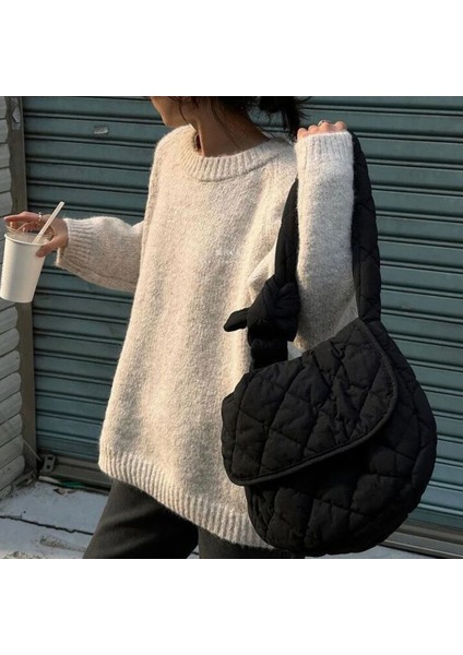 Yeşil 30X5.5X24CM Düğüm Askı Kadın Omuz Çantası Rahat Aşağı Kapitone Kadınlar Için Crossbody Çanta Lingge Yastıklı Tote Kış Uzay Pamuk Bulut Çanta Şık (Yurt Dışından) modelleri