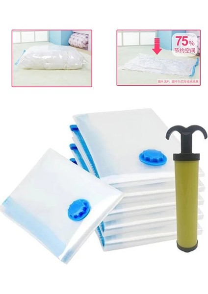 40 x 60CM Vakumlu Saklama Torbaları, Yatak Takımı, Yastık, Havlu, Giysi Için Space Saver Seyahat Saklama Çantası, El Pompalı, Vakum Torbası Paketi (Yurt Dışından) indirimleri