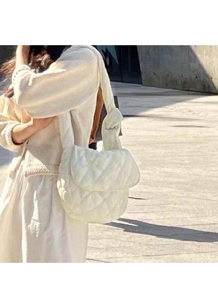 Yeşil 30X5.5X24CM Düğüm Askı Kadın Omuz Çantası Rahat Aşağı Kapitone Kadınlar Için Crossbody Çanta Lingge Yastıklı Tote Kış Uzay Pamuk Bulut Çanta Şık (Yurt Dışından) fırsatları