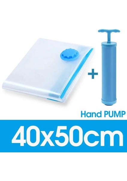 C-40X50CM-1KIT Şeffaf Vakum Sıkıştırma Torbası El Pompası ile Ev Giysileri Için Yorgan Saklama Çantası Yerden Tasarruflu Çift Fermuarlı Mühür Vakum Torbaları (Yurt Dışından)
