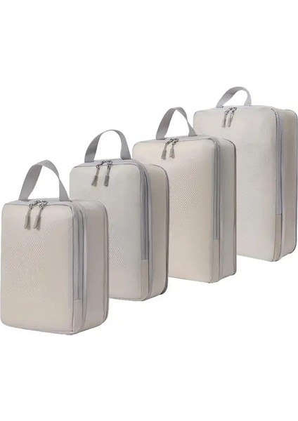 Bej 7 Adet 4/7 Parça Seyahat Saklama Çantası Sıkıştırma Yerden Tasarruflu Verimli Maksimum Bavul Alanı Hızlı Erişim Seyahat Organizatörler (Yurt Dışından)