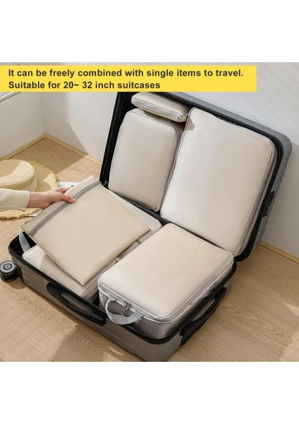Bej 7 Adet 4/7 Parça Seyahat Saklama Çantası Sıkıştırma Yerden Tasarruflu Verimli Maksimum Bavul Alanı Hızlı Erişim Seyahat Organizatörler (Yurt Dışından) modelleri