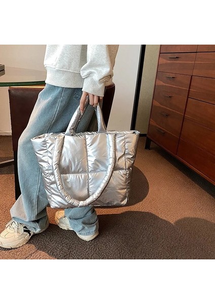 Altın 28 14 26 cm Miyagawa Kore Omuz Çantası Aşağı Pamuk Ceket Çanta Uzay Pamuk Taşınabilir Tote Kadın Çantası Moda Işe Gidiş Çantası Koltukaltı Çantası (Yurt Dışından) modelleri