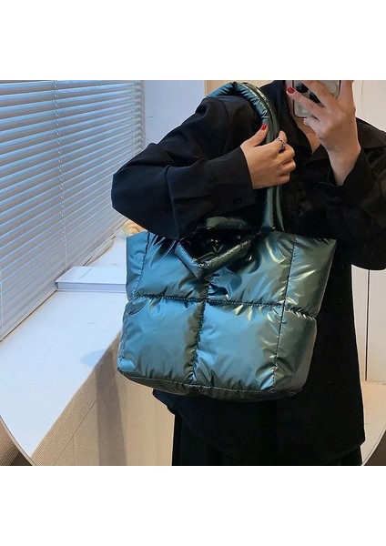 Altın 28 14 26 cm Miyagawa Kore Omuz Çantası Aşağı Pamuk Ceket Çanta Uzay Pamuk Taşınabilir Tote Kadın Çantası Moda Işe Gidiş Çantası Koltukaltı Çantası (Yurt Dışından) fırsatları