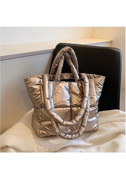 Altın 28 14 26 cm Miyagawa Kore Omuz Çantası Aşağı Pamuk Ceket Çanta Uzay Pamuk Taşınabilir Tote Kadın Çantası Moda Işe Gidiş Çantası Koltukaltı Çantası (Yurt Dışından) indirimleri