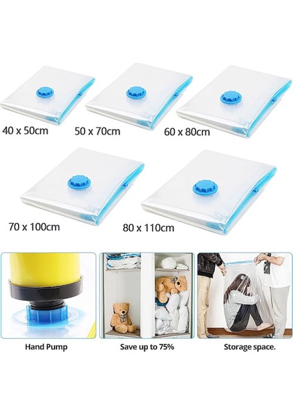 C-40X50CM-1KIT Şeffaf Vakum Sıkıştırma Torbası El Pompası ile Ev Giysileri Için Yorgan Saklama Çantası Yerden Tasarruflu Çift Fermuarlı Mühür Vakum Torbaları (Yurt Dışından) fırsatları