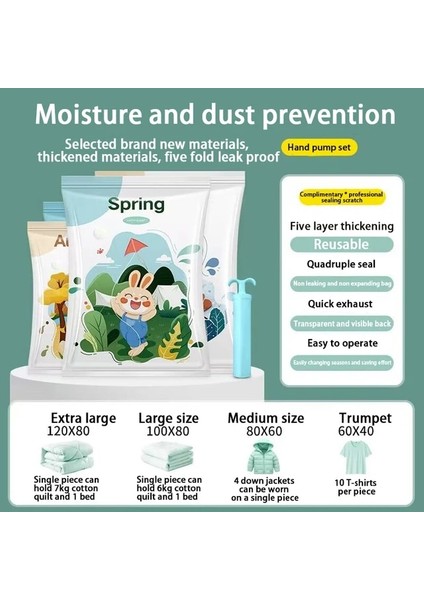 3 El Pompası M Vakum Torbası Giysi Saklama Çantası Valfli Şeffaf Sınır Katlanır Sıkıştırılmış Organizatör Seyahat Yerden Tasarruf Mühür Paketi (Yurt Dışından)