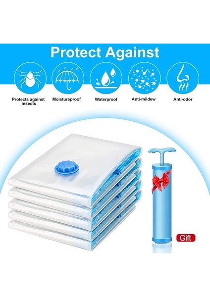 5'li Paket Pompalı Çanta Küçük 40 x 60 cm Büyük Vakum Sıkıştırma Torbaları Yorganlar Battaniyeler Giysi Yastıkları Seyahat Ev Organizasyonu Için Anında Yer Tasarrufu Sağlayan Depolama (Yurt Dışından) modelleri