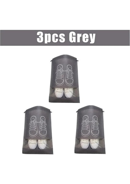 3 Adet Gri 32X44CM Organizatör 3/5 Adet Büyük Boy Seyahat Çantaları Ayakkabı Taşınabilir Yerden Tasarruflu Dokunmamış Depolama Halatlarla Ev Erkekler Kadınlar Için (Yurt Dışından)