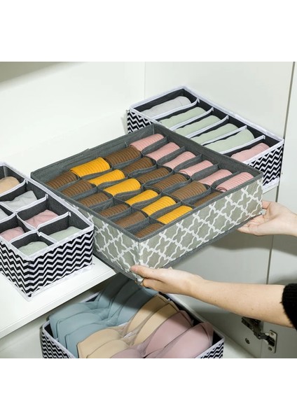 32X32X10CM-24 Izgaralar Gri 24 Izgara Saklama Kutusu Dokumasız Dayanıklı Yıkanabilir Yerden Tasarruf Sağlayan Katmanlı Düzenleme Pantolon Elbise Iç Giyim Gardırop Saklama (Yurt Dışından) modelleri