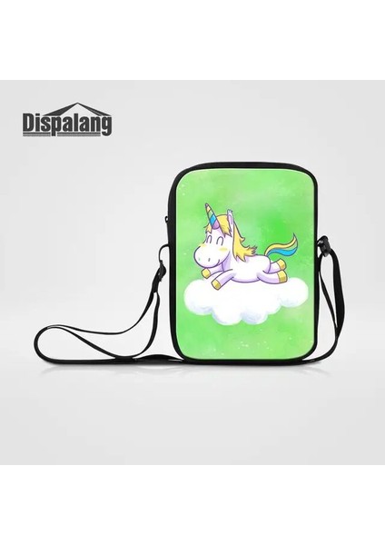 Mini Messenger BAG16 23X17X5CM Evren Uzay Unicorn Kadın Vintage Messenger Çanta Özel Görüntü Baskı Bayanlar Rahat Çanta Kızlar Mini Crossbody Omuz Çantası (Yurt Dışından)