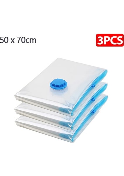 3 Adet 50X70CM Büyük Kapasiteli Saklama Torbaları Vakum Toz Geçirmez Giysi Yastıklar Yatak Battaniyesi Yerden Tasarruf Sıkıştırma Yatak Ev Düzenleyici (Yurt Dışından)