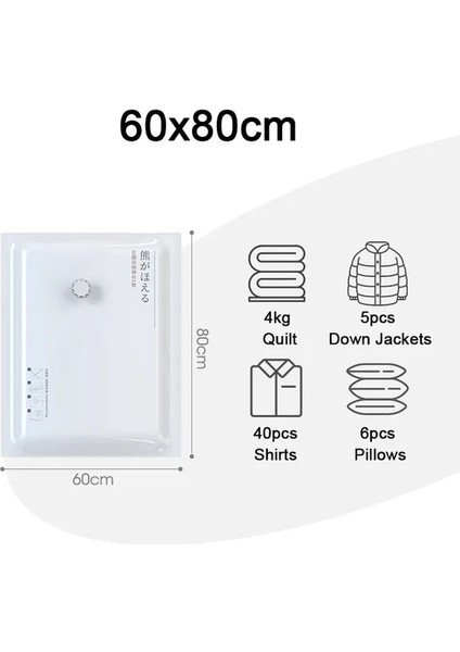 60X80 cm 5 Parça Ev Vakum Saklama Çantası Mühür Sıkıştırılmış Giysi Organizatör Yastıklar Yatak Battaniye Uzay Tasarrufu Sızdırmazlık Paketi (Yurt Dışından)