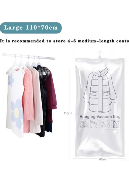 110X70CM 2 Adet Vakum Saklama Mühürlü Çanta Kalınlaşmak Büyük Asılı Yerden Tasarruflu Dolap Ev Depolama Organizatör Askı Ile, Gardırop Elbise Için Kullanılan (Yurt Dışından)