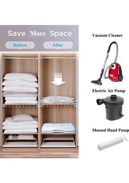 Orta 20 Adet M Vakum Saklama Torbaları Giysi Yatak Orta 50X55 cm Seyahat Çanta Düzenleyici Çift Fermuarlı El-Pumpseal Max Ücretsiz Yer Tasarrufu (Yurt Dışından) indirimleri