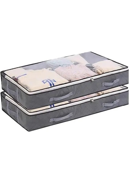 Gri Hızlı Erişim Saklama Çantası Verimli Yatak Altı Depolama Çözümleri Giysiler Için Dayanıklı Kaplar Battaniyeler Kitaplar Alanı En Üst Düzeye Çıkarır (Yurt Dışından)