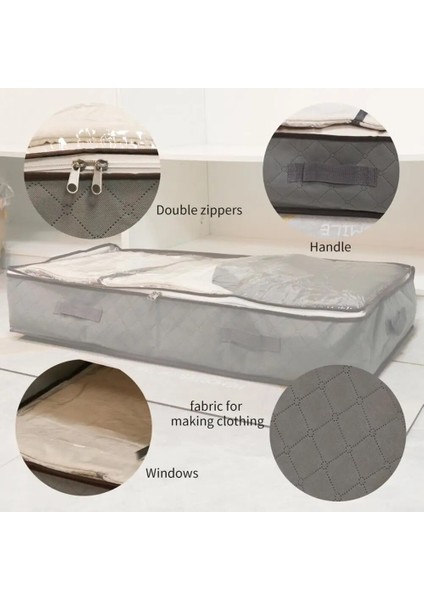 Gri Hızlı Erişim Saklama Çantası Verimli Yatak Altı Depolama Çözümleri Giysiler Için Dayanıklı Kaplar Battaniyeler Kitaplar Alanı En Üst Düzeye Çıkarır (Yurt Dışından) modelleri