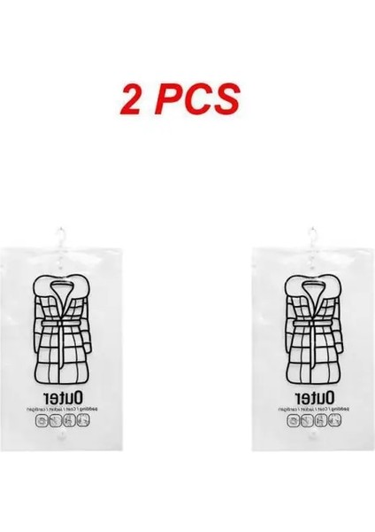 Stil C 2 Adet 1/2 Adet Asılı Şeffaf Vakum Saklama Çantası Giysi Organizatör Tasarrufu Uzay Tutucu Katlanır Çanta Paketi Konfeksiyon Toz Geçirmez (Yurt Dışından)