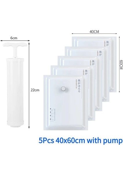 5 Adet 40X60 cm Set 1/3/5 Adet Vakum Torbası Depolama Ev Düzenleyici Katlanabilir Yatak Elbise Vakum Saklama Torbası Mühür Sıkıştırılmış Seyahat Uzay Tasarruf Torbaları (Yurt Dışından)
