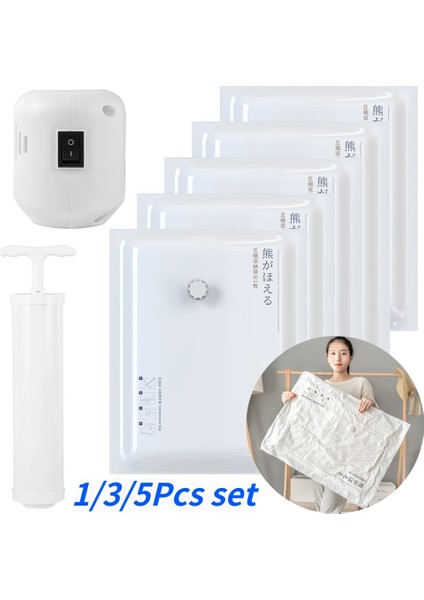 5 Adet 40X60 cm Set 1/3/5 Adet Vakum Torbası Depolama Ev Düzenleyici Katlanabilir Yatak Elbise Vakum Saklama Torbası Mühür Sıkıştırılmış Seyahat Uzay Tasarruf Torbaları (Yurt Dışından) fiyatları