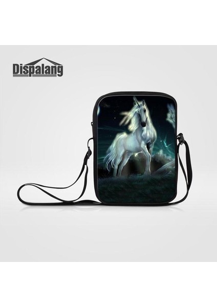 Mini Messenger BAG46 23X17X5CM Evren Uzay Unicorn Kadın Vintage Messenger Çanta Özel Görüntü Baskı Bayanlar Rahat Çanta Kızlar Mini Crossbody Omuz Çantası (Yurt Dışından)