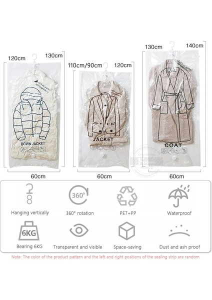 67X120 cm Asılı Vakum Saklama Torbaları Giysiler Için, Yer Tasarrufu Çanta Mühür Saklama Çantası Giyim Çanta Dolap Organizatör Sıkıştırılmış Çanta (Yurt Dışından) fırsatları