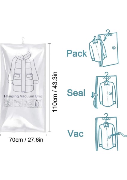 110X70 cm 4 Adet Kalınlaşmak Vakum Sızdırmazlık Saklama Torbaları Askı ile Space Saver Asılı Organizatörler Dolap Anti-Toz Kapakları Giysileri Depolamak Için (Yurt Dışından) fiyatları