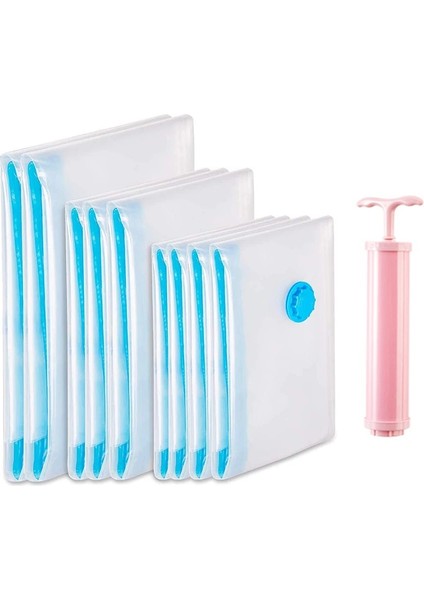 Pompalı 5 Paket Çanta 40X50CM 5/10 Adet Giysiler Için Dayanıklı Vakum Saklama Torbaları Yastıklar Yatak Örtüsü Daha Fazla Yerden Tasarruf Sıkıştırma Seyahat El Pompası Mühür Fermuar (Yurt Dışından) fiyatları