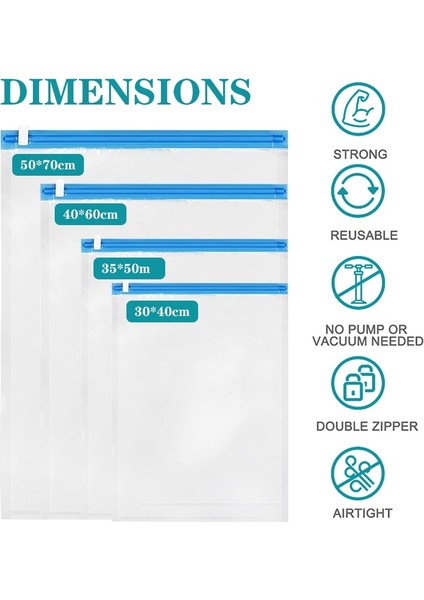 5 Parça 35X50 cm Çok Amaçlı Temiz Depolama Sıkıştırma Torbaları Taşınabilir Katlanır Bagaj Seyahat Organizatör Giyim Için Vakumlu Mühür Çanta Uzay Tasarrufu (Yurt Dışından)