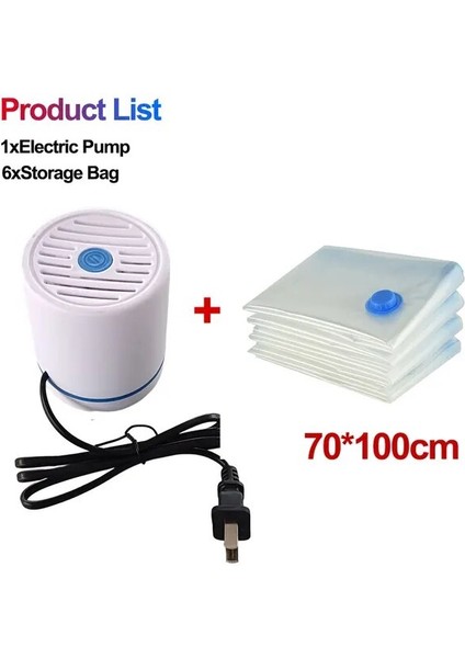 Pompa Çanta Seti Elektrikli Pompa Sıkıştırılmış Çanta Mini Şişme Hava Pompası Yerden Tasarruflu Depolama Organizatör Giysi Yorgan USB Vakum Mühürleyen Makinesi (Yurt Dışından)