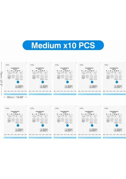 Sadece 10 Orta Boy Çanta Vakum Saklama Torbası Giysi Saklama Çantası Katlanır Sıkıştırılmış Organizatör Space Saver Seyahat Mühür Paketi Yatak Yastıklar Havlu (Yurt Dışından)