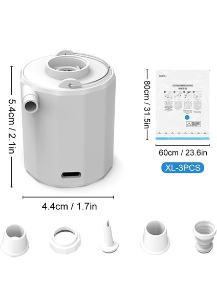 Hava Pompası Seti Kablosuz Elektrikli Hava Pompası ile Vakumlu Saklama Torbası Seti Yerden Tasarruflu Ev Organizatör Dış Mekan Seyahat Depolama Için Vakumlu Mühürlü Çanta (Yurt Dışından)