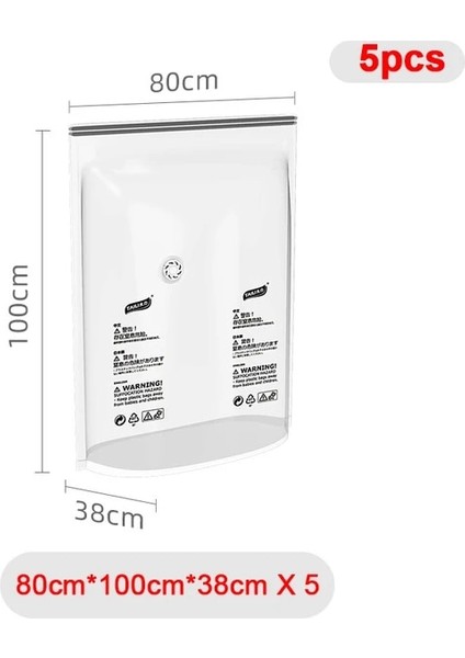 80X100CMX38CM5 Adet Vakum Saklama Torbaları Space Saver Çantalar Büyük Saklama Torbaları Yatak Takımları Elbise Battaniye Yorgan Için Vakumlu Mühürlü (Yurt Dışından)