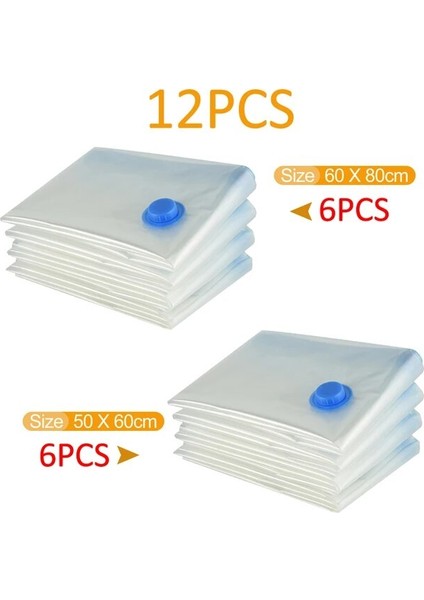 12 Adet Çanta 7 Boyutları Yeniden Kullanılabilir Vakum Torbaları Pompa Kapaklı Vakum Sıkıştırma Mühürleyen Çanta Giysi Saklamak Için Yerden Tasarruf Büyük Konteyner (Yurt Dışından)