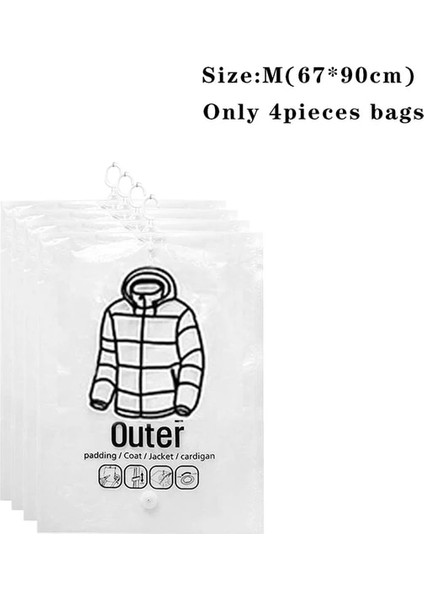 67X90CM 4 Adet Vakum Torbası Askı Dolapları Uzay Tasarrufu Nem Geçirmez Depolama Tozluk Giysi Saklama Yan Çekme Dolap Dolap Organizatör (Yurt Dışından)