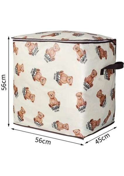 BEAR-56X45X56CM 140L Dokunmamış Yorgan Saklama Çantası Giyim Organizatör Yorgan Yastık Battaniye Organizatör Toz Geçirmez Uzay Tasarruf Çantası Büyük Kapasiteli (Yurt Dışından)