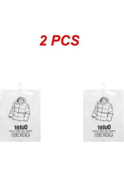Stil A 2 Adet 1 ~ 5 Adet Dolap Asılı Organizatör Vakum Torbası Elbise Saklama Çantası Askı ile Yerden Tasarruflu Temizle Mühür Çanta Dolap Sıkıştırılmış (Yurt Dışından)