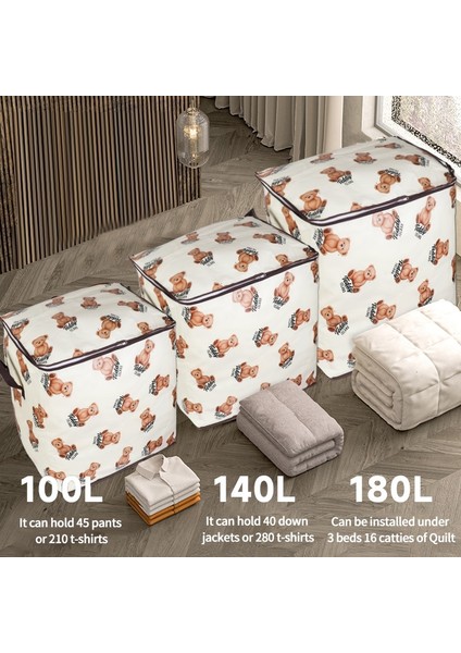 BEAR-56X45X56CM 140L Dokunmamış Yorgan Saklama Çantası Giyim Organizatör Yorgan Yastık Battaniye Organizatör Toz Geçirmez Uzay Tasarruf Çantası Büyük Kapasiteli (Yurt Dışından) fırsatları