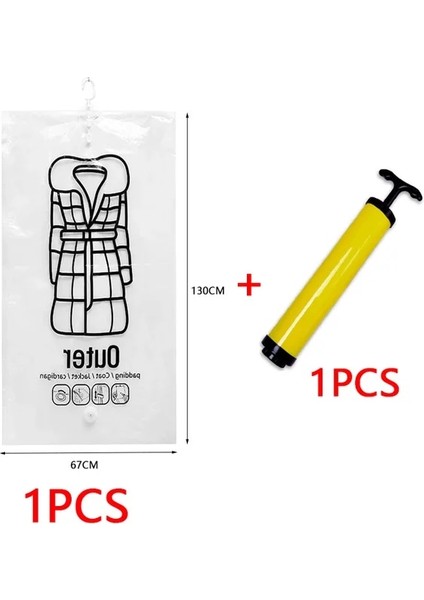 130X67CM Set 1 Vakum Asılı Saklama Torbaları Yerden Tasarruf Sağlayan Giysiler Sıkıştırma Vakum Kapakları Yeniden Kullanılabilir Dolap Vakum Saklama Torbası Giysiler Aşağı (Yurt Dışından)