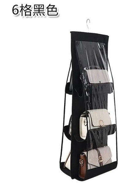 A-6 6 Cepler Temizle Asılı Çanta Çanta Tote Çanta Depolama Organizatör Dolap Raf Çantası Yerden Tasarruf Çanta Paketi Siyah ve Beyaz (Yurt Dışından)