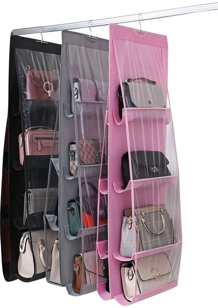 A-6 6 Cepler Temizle Asılı Çanta Çanta Tote Çanta Depolama Organizatör Dolap Raf Çantası Yerden Tasarruf Çanta Paketi Siyah ve Beyaz (Yurt Dışından) fiyatları