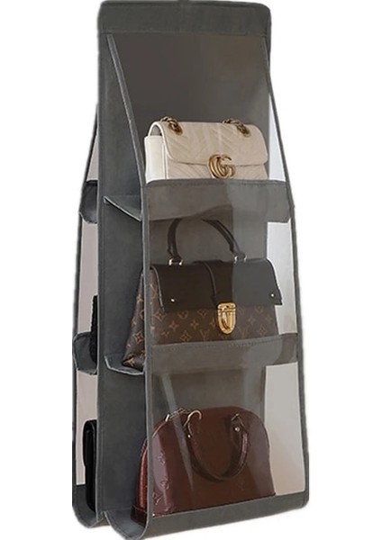 A-6 6 Cepler Temizle Asılı Çanta Çanta Tote Çanta Depolama Organizatör Dolap Raf Çantası Yerden Tasarruf Çanta Paketi Siyah ve Beyaz (Yurt Dışından) indirimleri