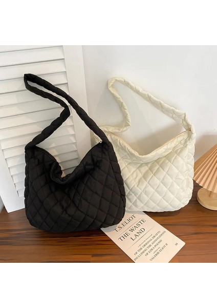 Beyaz Kadınlar Için Crossbody Çanta Kış Çanta Çantalar Uzay Yastıklı Pamuk Messenger Çanta Kapitone Büyük Alışveriş Çantası Bulut Omuz Çantası (Yurt Dışından) fırsatları