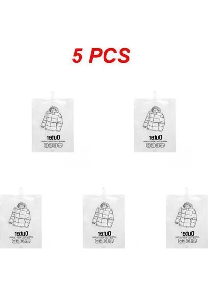 Stil A 5 Adet 1 ~ 5 Adet Asılı Şeffaf Vakum Saklama Çantası Giysi Organizatör Tasarrufu Uzay Tutucu Katlanır Çanta Paketi Konfeksiyon Toz Geçirmez (Yurt Dışından)