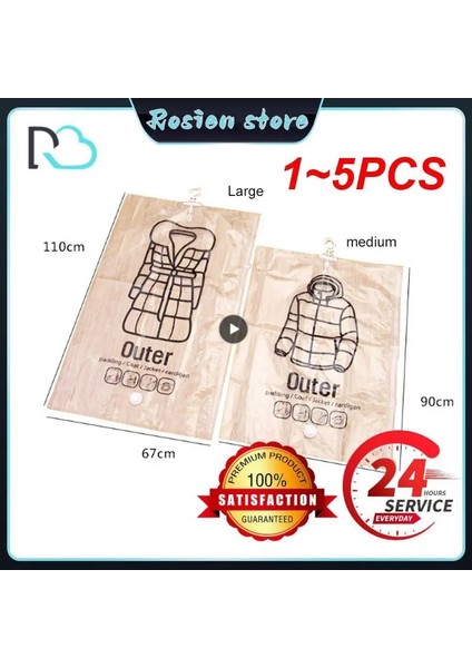 Stil A 5 Adet 1 ~ 5 Adet Asılı Şeffaf Vakum Saklama Çantası Giysi Organizatör Tasarrufu Uzay Tutucu Katlanır Çanta Paketi Konfeksiyon Toz Geçirmez (Yurt Dışından) indirimleri