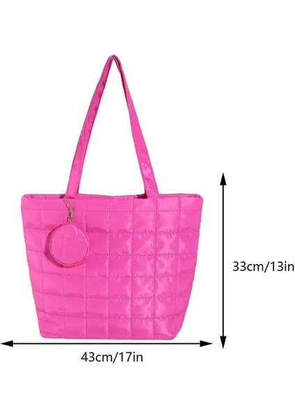Gül Kırmızı Uzay Yastıklı Kadın Omuz Çantaları Kış 2023 Için Büyük Kapasiteli Siyah Çanta Tasarımcısı Kapitone Naylon Pamuk Sıcak Tote Katı (Yurt Dışından)
