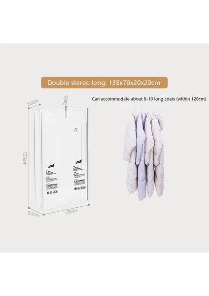 135X70X20X20CM 2 Adet Space Saver Plastik Vakum Torbası Sıkıştırılmış Depolama Asılı Çanta Üç Boyutlu Giyim Elbise Dolabı Organizatör Depolama (Yurt Dışından)
