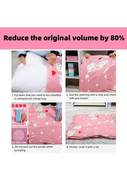 5 Paket 100X70 6- 10 Adet Vakum Poşeti Giysi Saklama Çantası Için Vana ile Pembe Karikatür Katlanır Sıkıştırılmış Organizatör Seyahat Yerden Tasarruf Sağlayan Mühür Paketi (Yurt Dışından) fırsatları